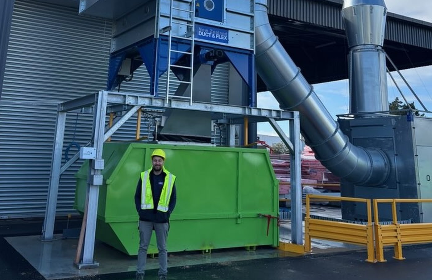 NZ Duct + Flex engineer on site at a modular filter and ducting installation